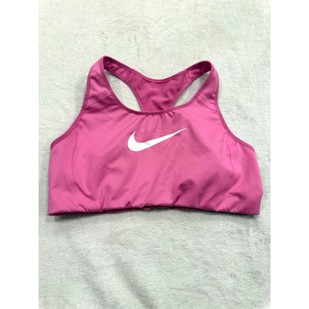 Nike‎ Womens Swoosh Racerback Sports Bra Pink Large Mesh Back Medium Support